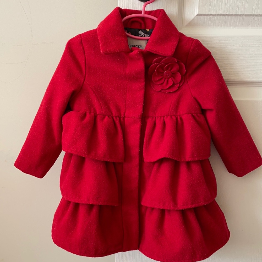 Cherokee Toddler girls Red Ruffle coat